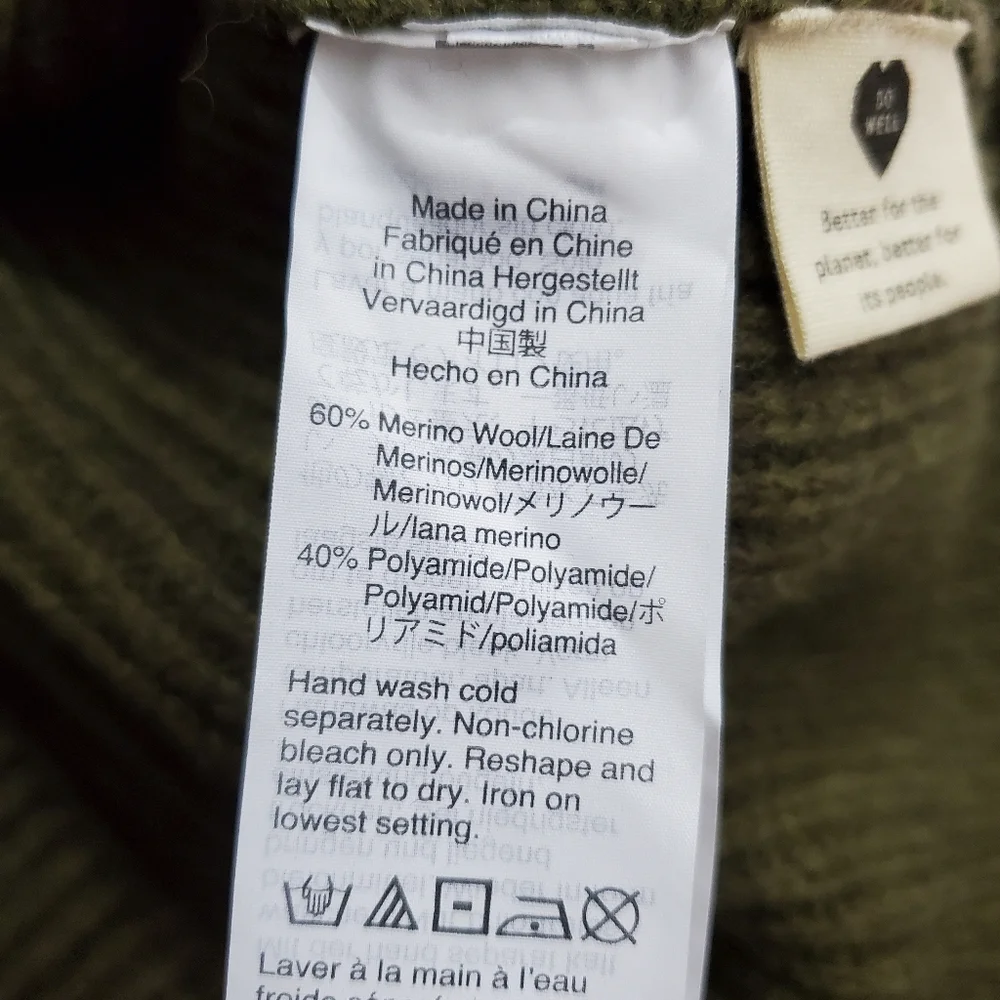 Madewell Womens Henley Sweater Dress Merino Wool Blend Olive Green Brown Size XS - Picture 8 of 10